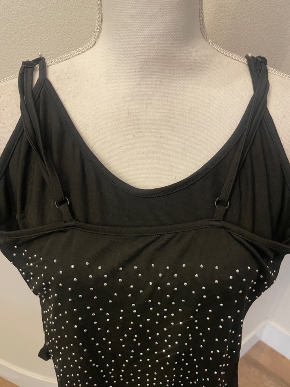 Black Rhinestone One-Piece Bodysuit - Picture 4 of 5